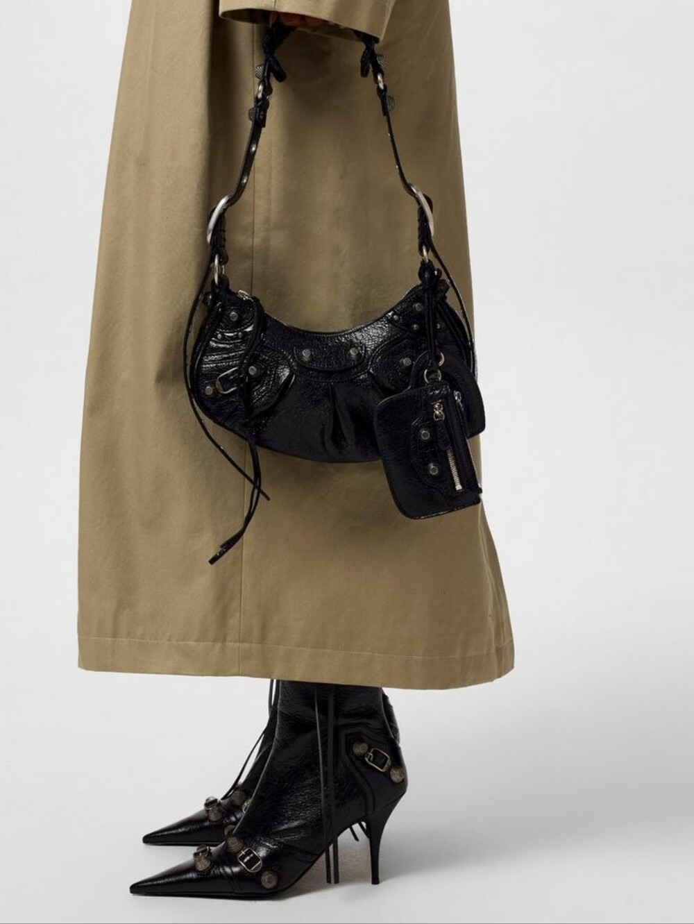 Balenciaga Le Cagole Extra Small Lambskin Leather Shoulder Bag Black NWT